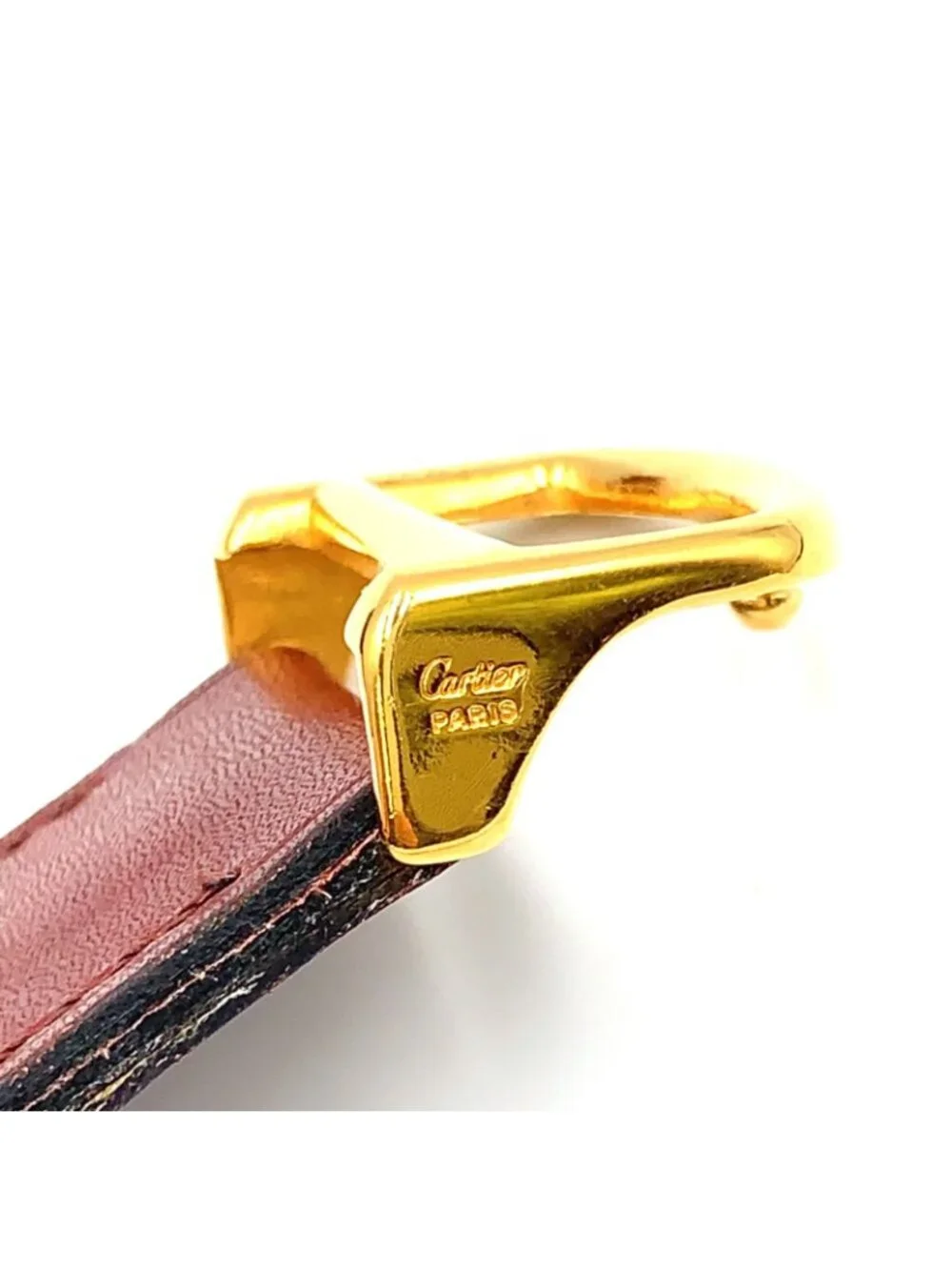 Cartier Must de D Buckle Leather Bordeaux Belt Gold